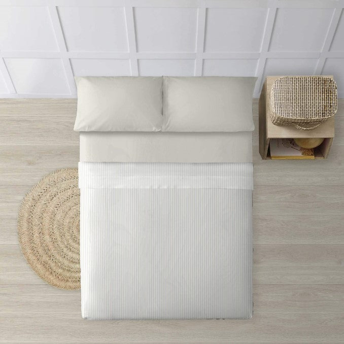 Juego de sábanas 100% algodón Papamoa Beige Raya 0