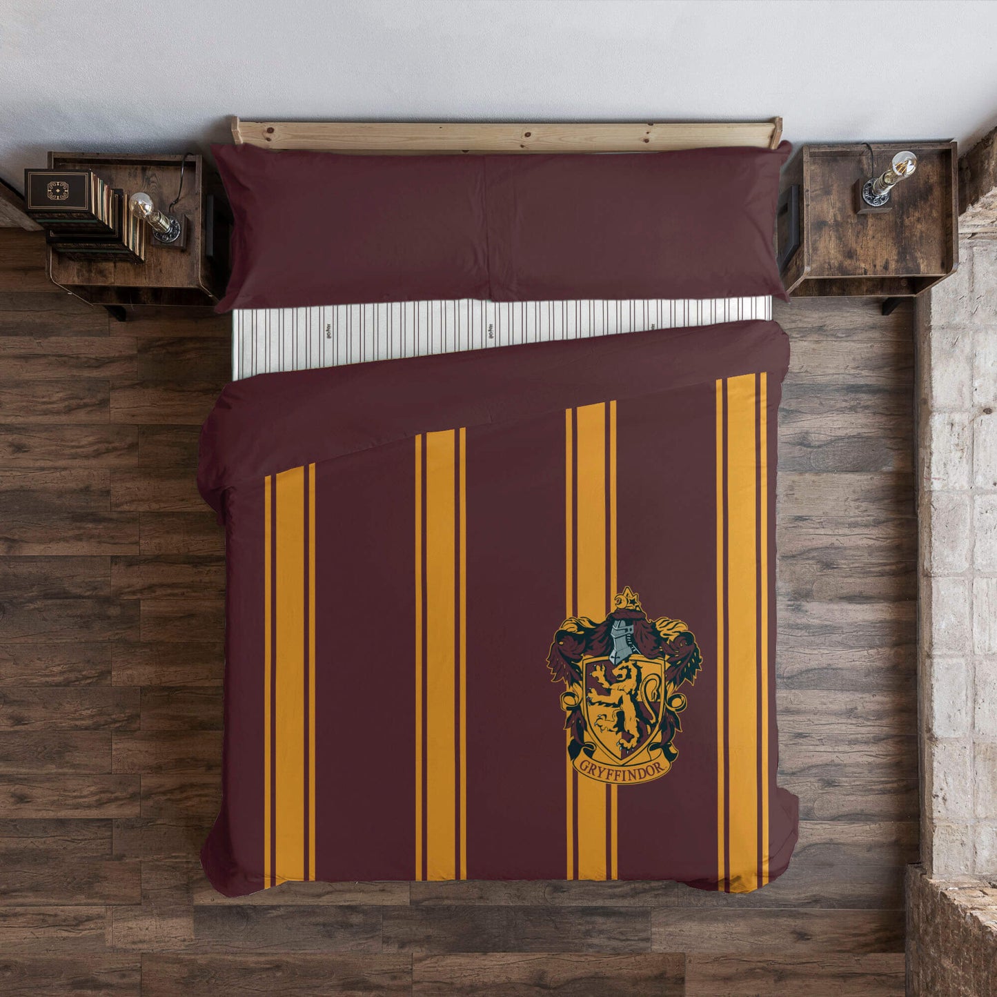 Funda nórdica con botones 100% algodón Gryffindor Rayas
