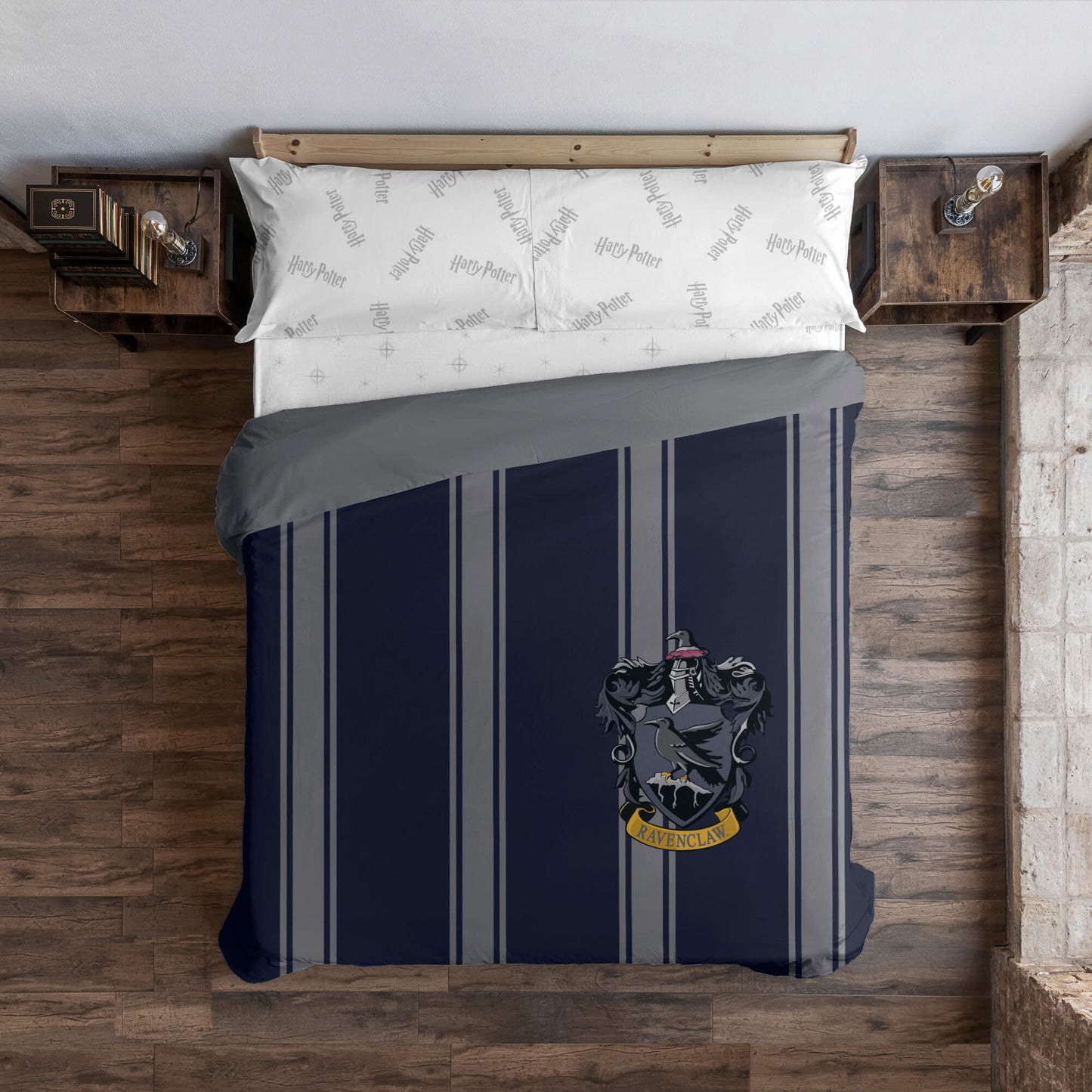 Funda nórdica con botones 100% algodón Ravenclaw Rayas