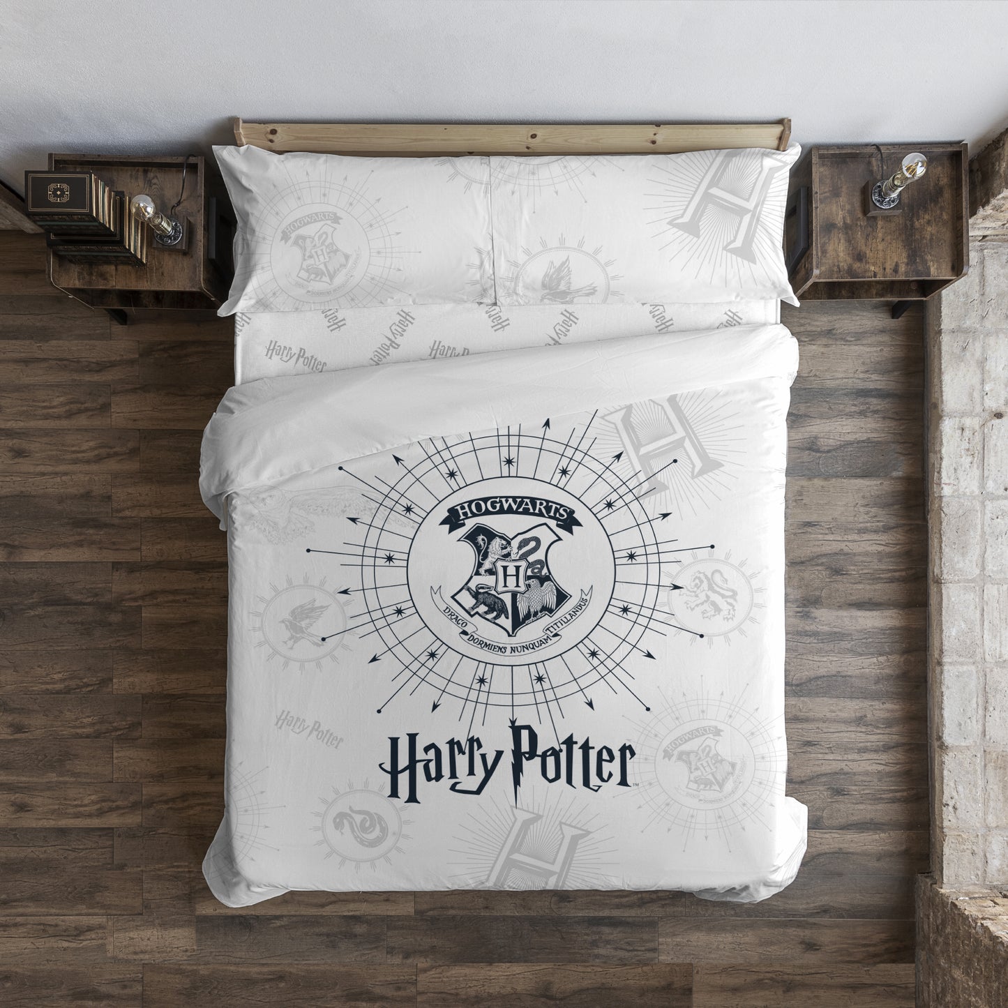 Funda nórdica con botones 100% algodón Dormiens Draco Blanco