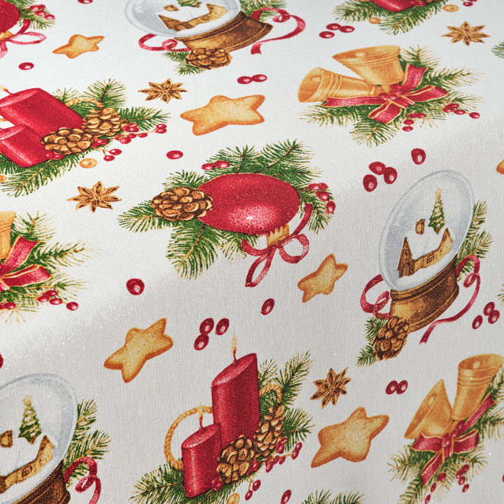 Waterproof stain-resistant cotton-lurex tablecloth Nativitatis 4 Gold