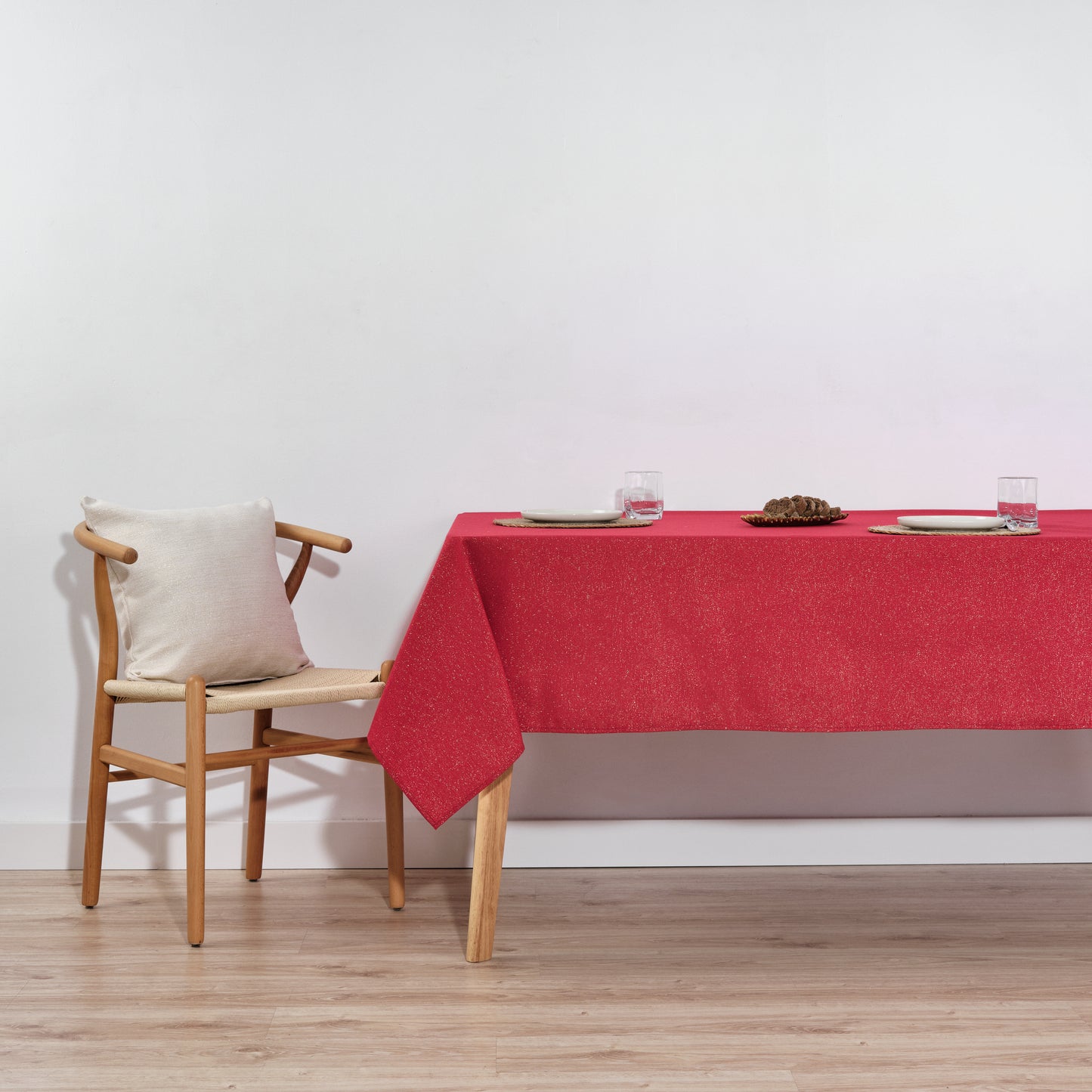 Mantel tacto tela jacquard Christmas Candela Rojo Lurex