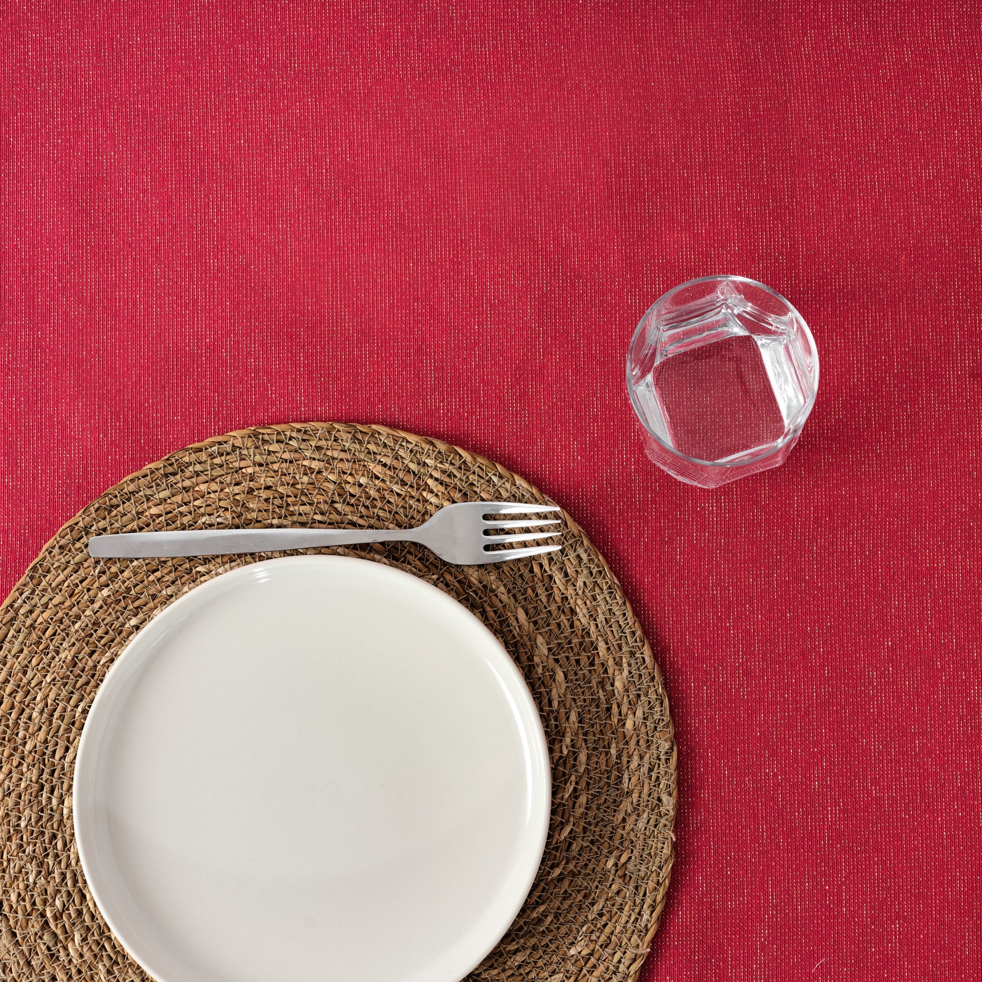 Nappe toucher tissu jacquard Noël Candela Rouge Lurex