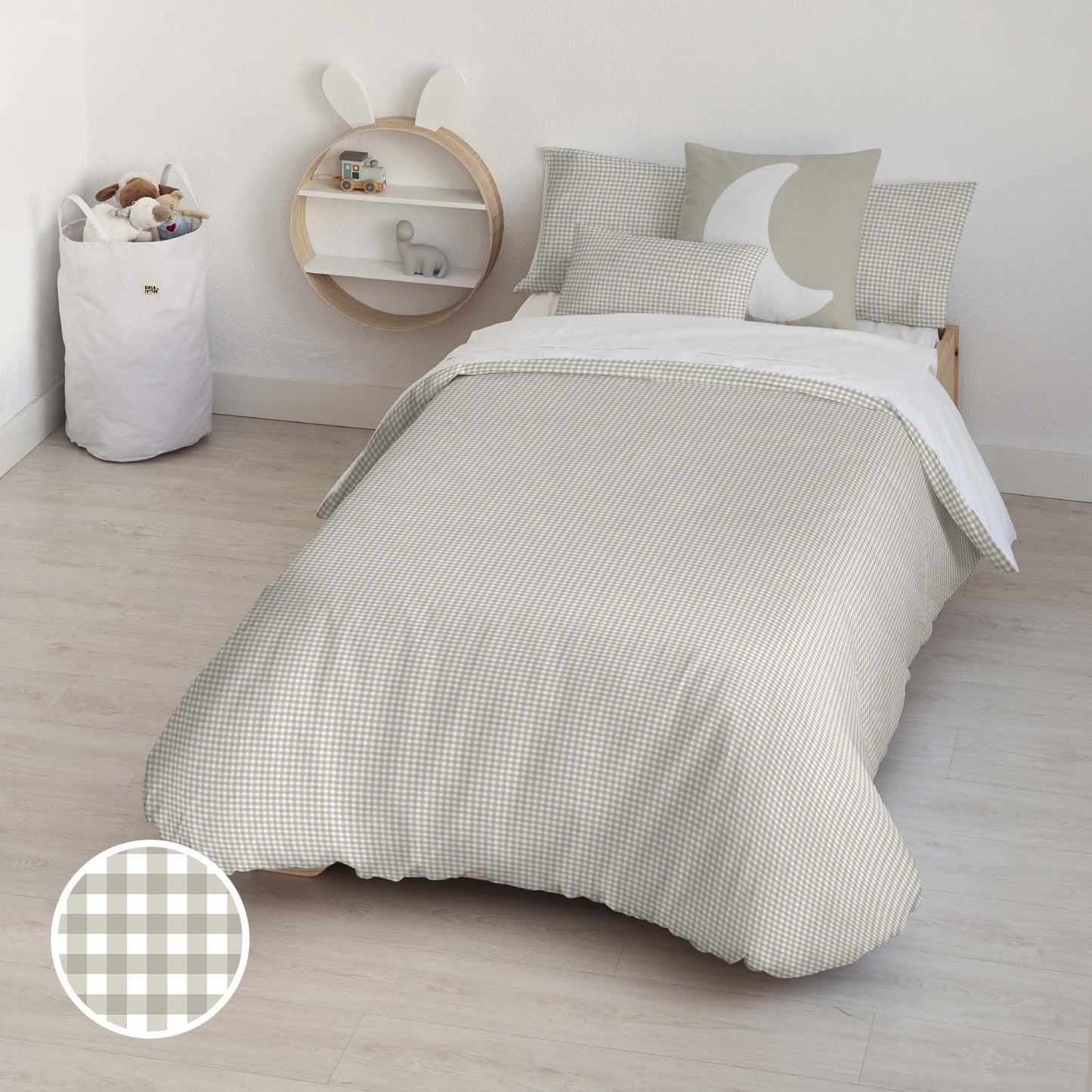 Housse de couette 100% coton Vichy Beige