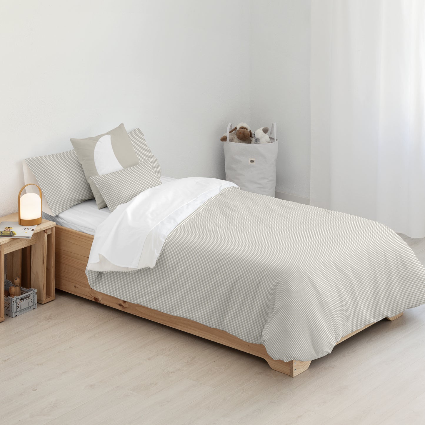 Housse de couette 100% coton Vichy Beige