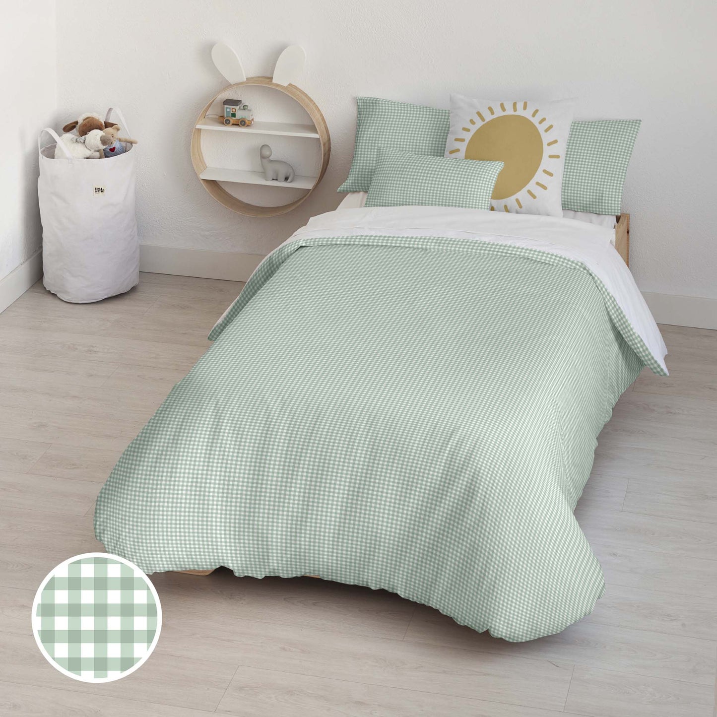 Housse de couette 100% coton Vichy Menthe