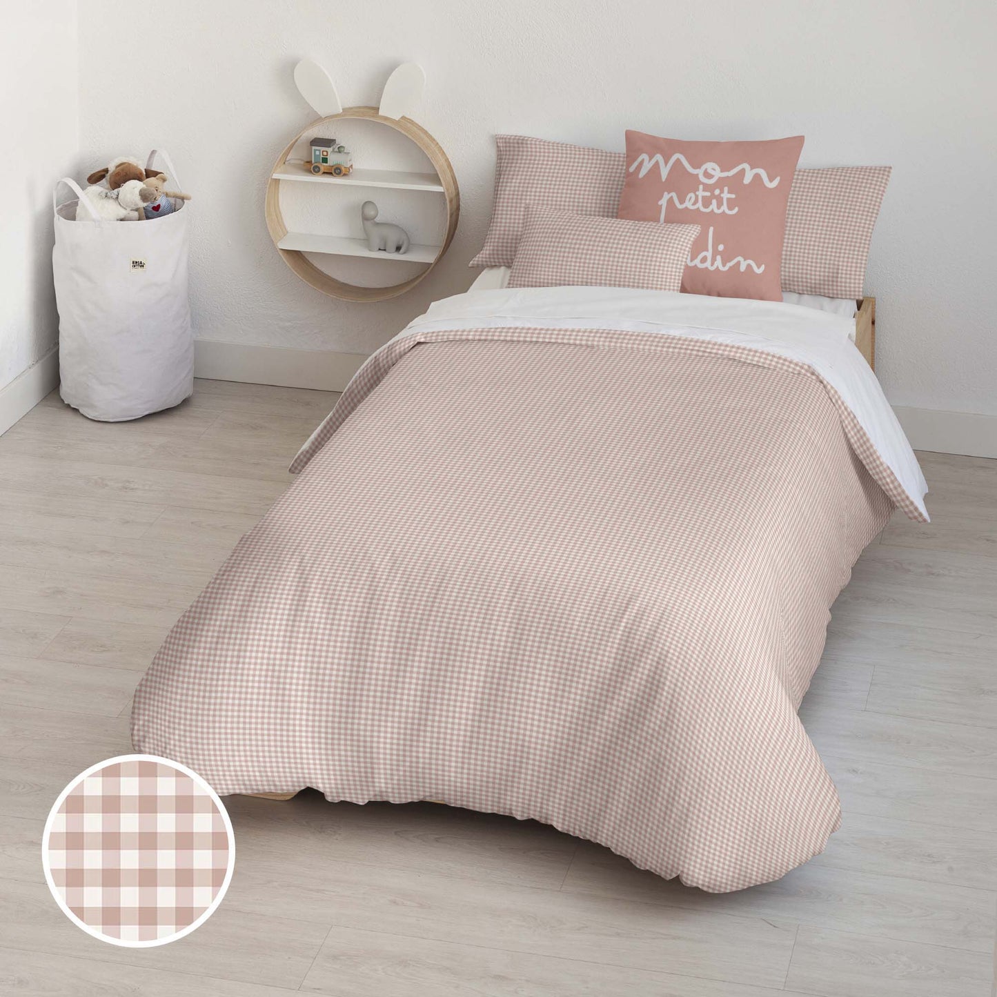 Housse de couette 100% coton Vichy Rose