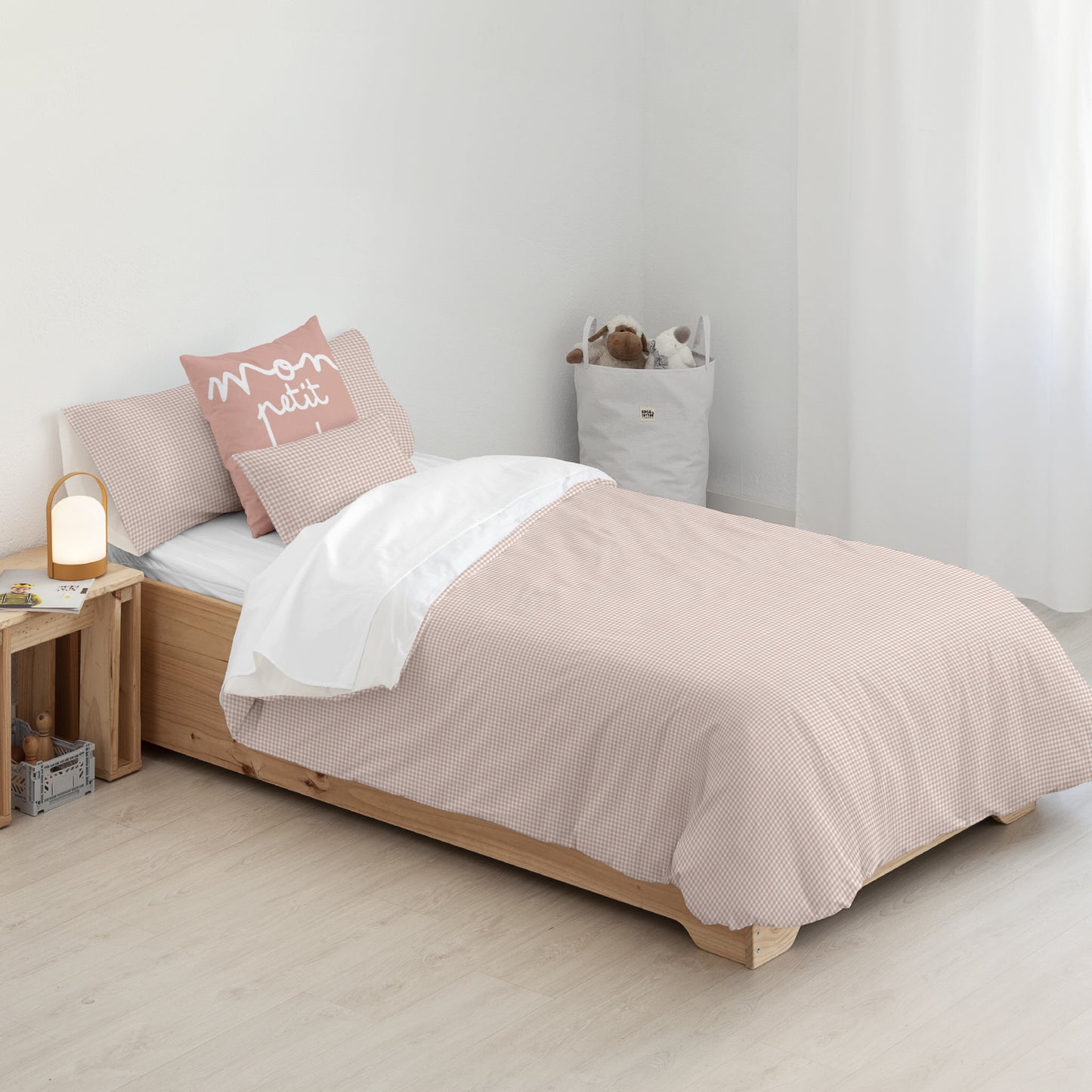 Housse de couette 100% coton Vichy Rose