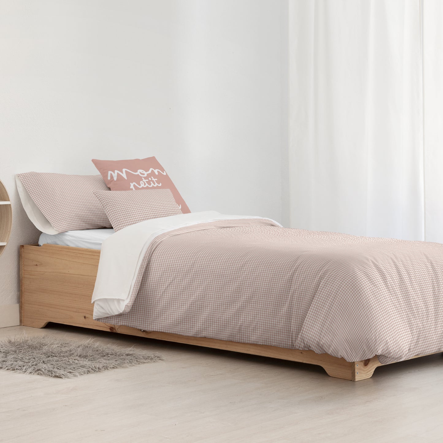 Housse de couette 100% coton Vichy Rose