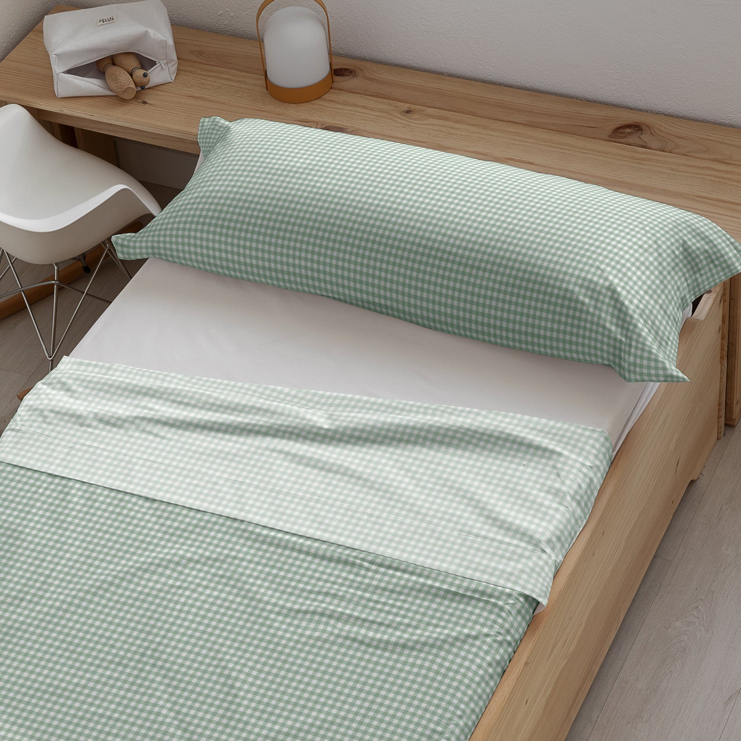 Vichy Mint 100% cotton sheet set