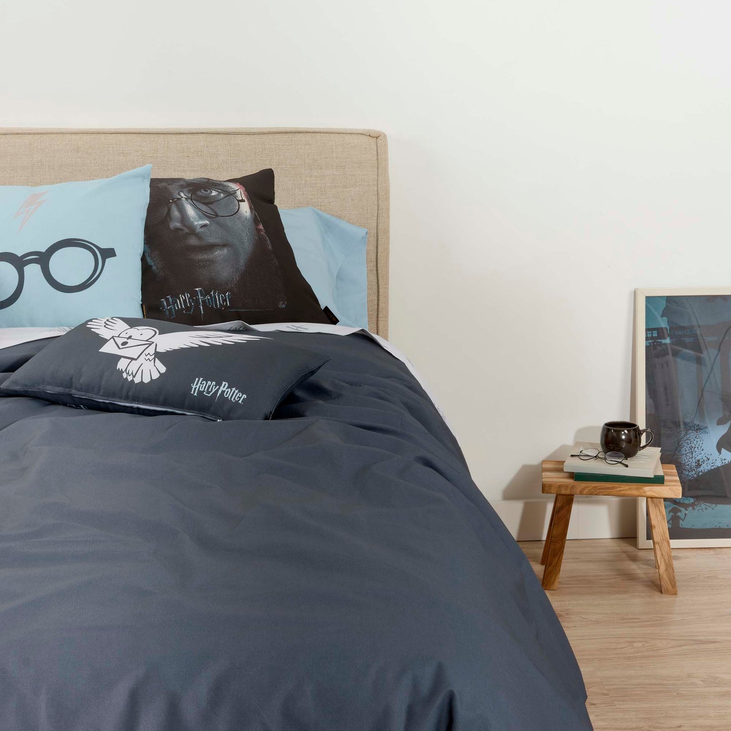 Housse de couette 100% coton HPotter Bleu Profond