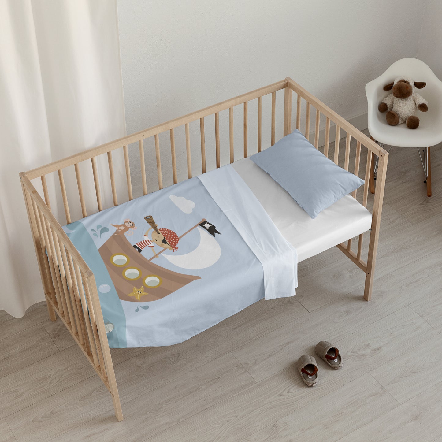 Ensemble de draps pour lit de bébé 100% coton beige Farid