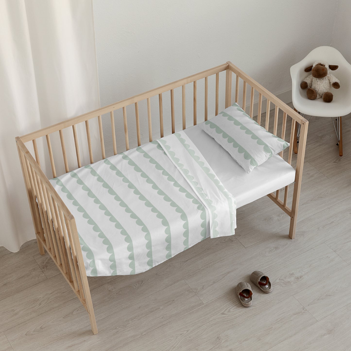 Ensemble de draps pour lit de bébé 100 % coton menthe Guido