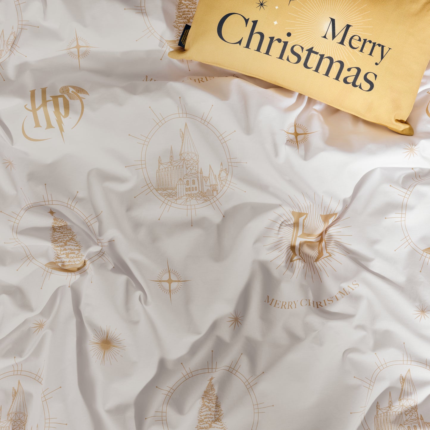 100% Cotton Hogwarts Gold Christmas Duvet Cover