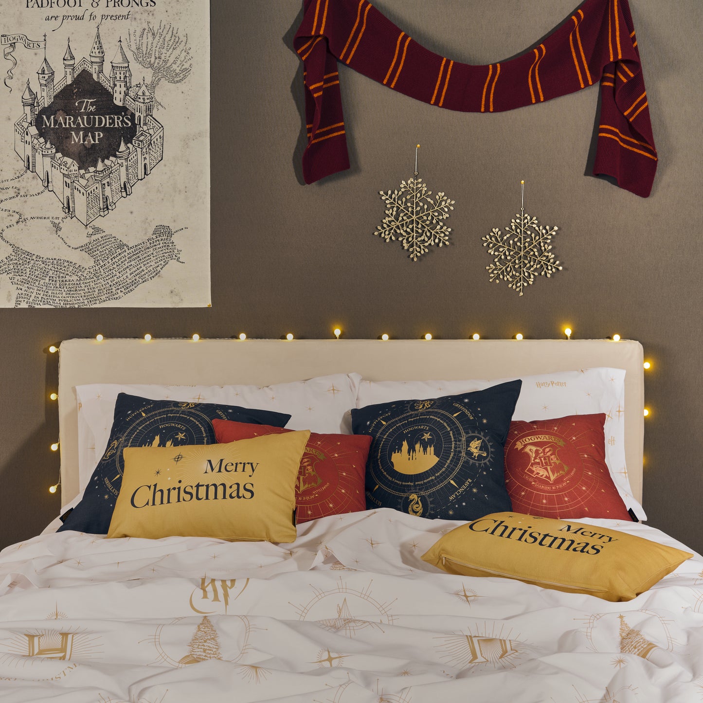 100% Cotton Hogwarts Gold Christmas Duvet Cover