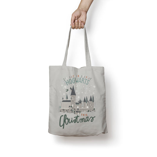 Tote bag 100% cotton Hogwarts in Christmas 36x42 cm