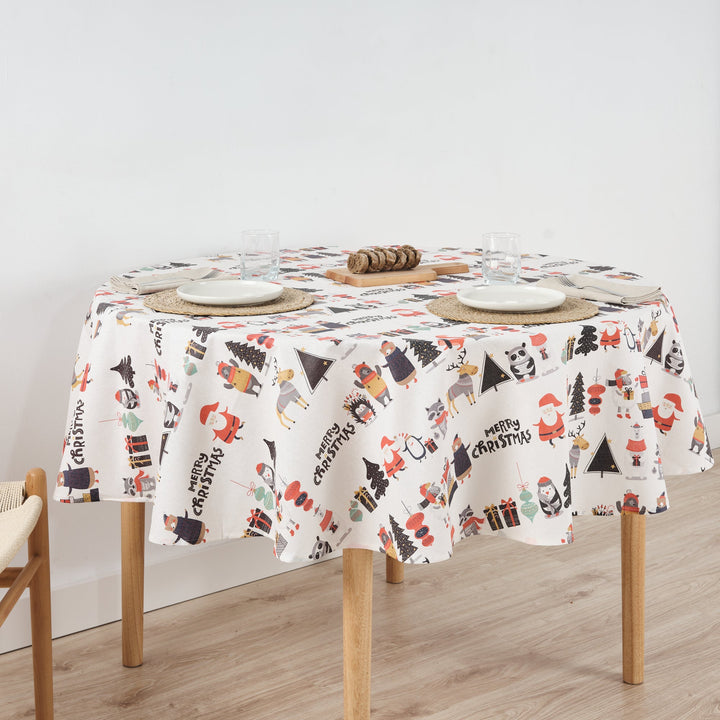 Round stain-resistant tablecloth Noel 5