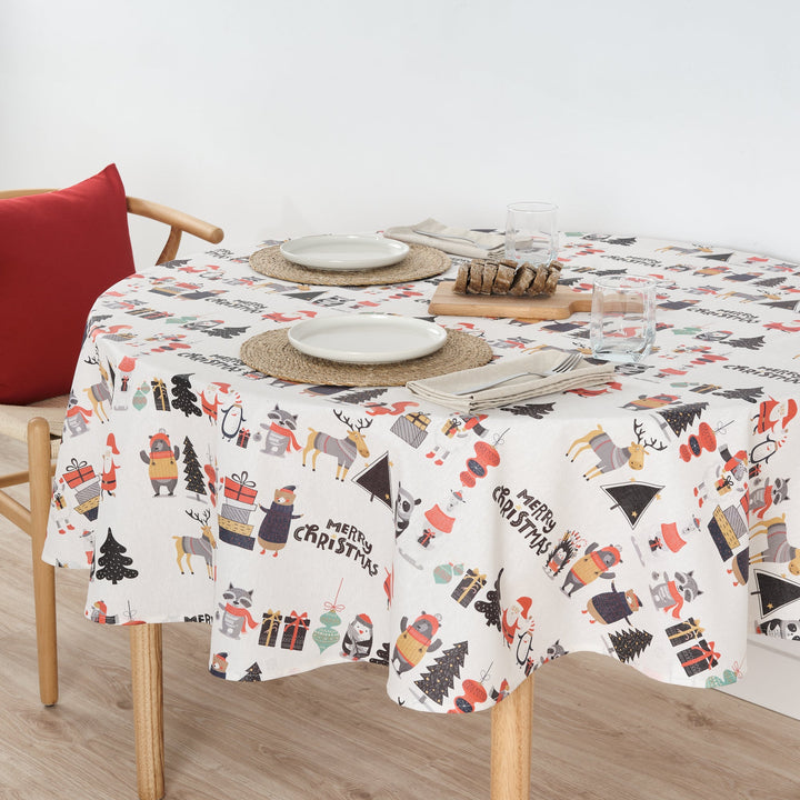 Round stain-resistant tablecloth Noel 5
