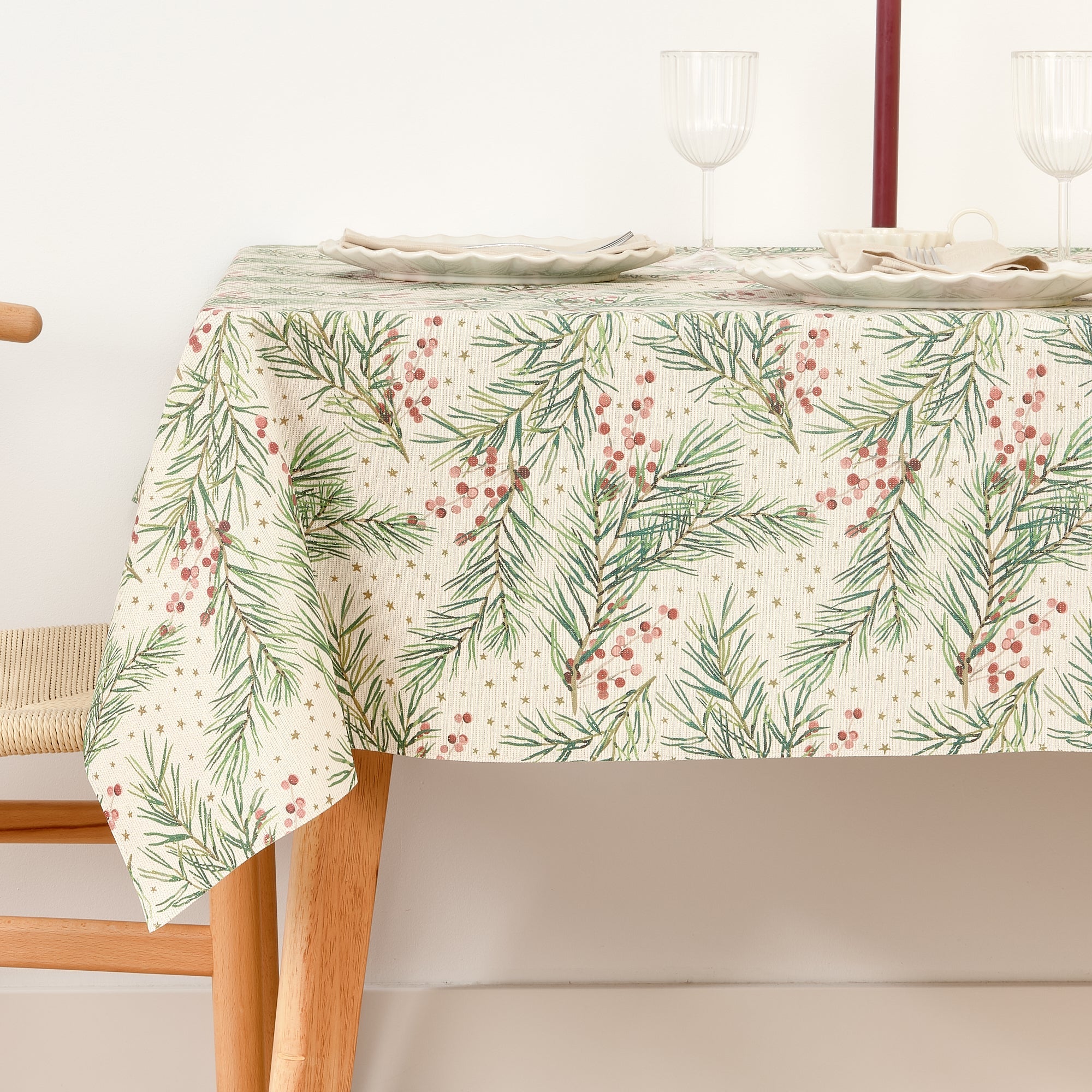 Mantel tacto tela jacquard Merry Christmas 30 Lurex