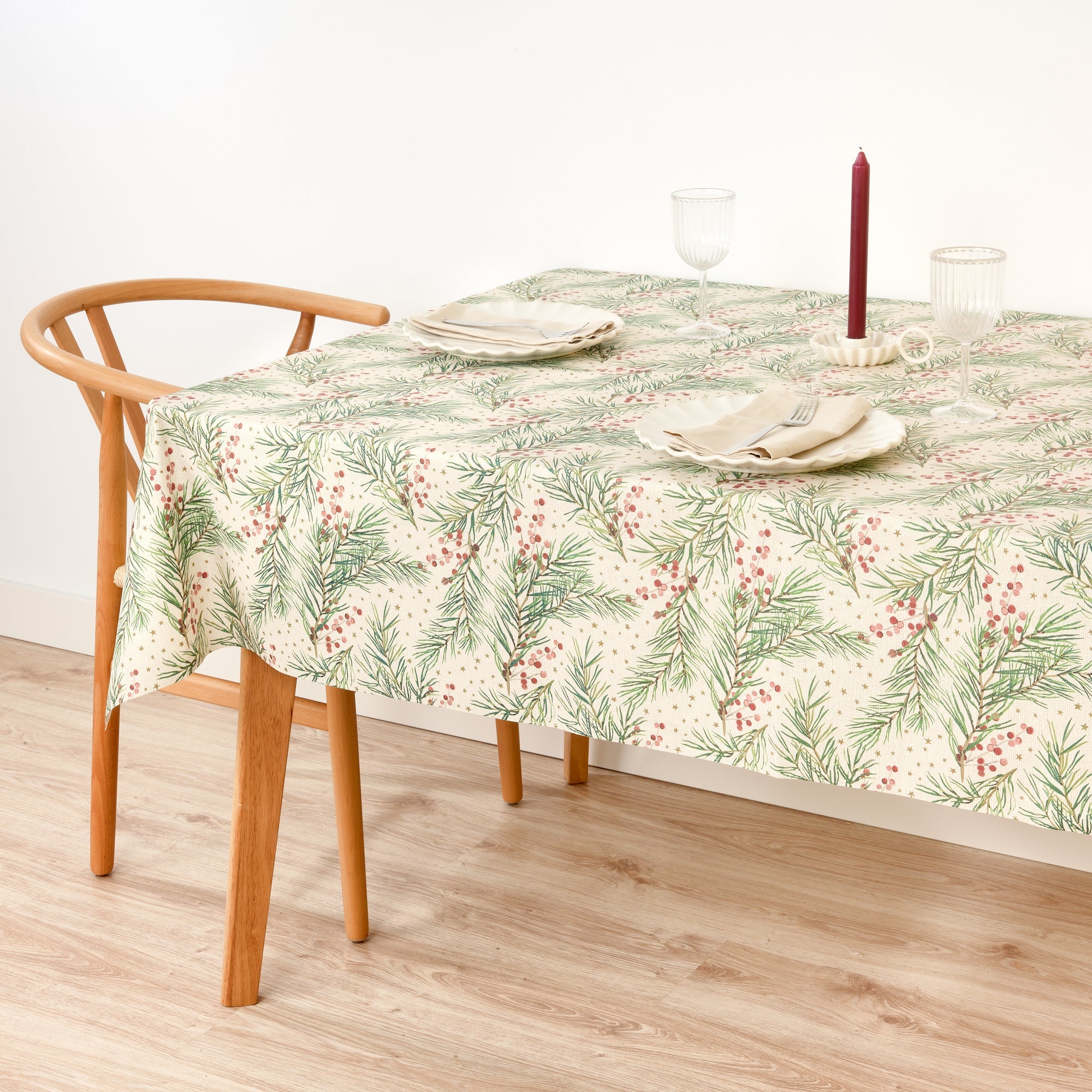 Mantel tacto tela jacquard Merry Christmas 30 Lurex