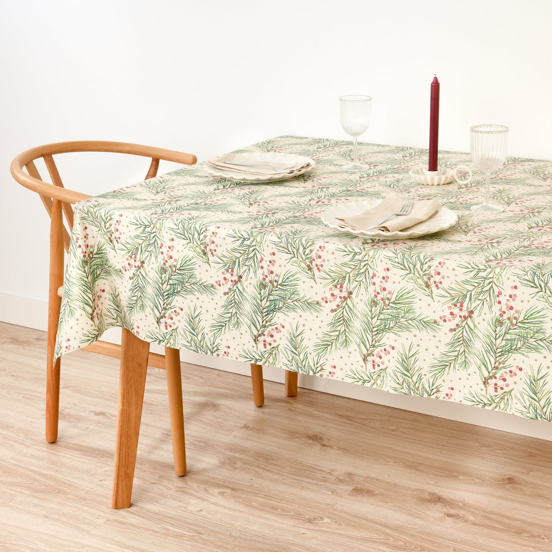 Mantel tacto tela jacquard Merry Christmas 30 Lurex