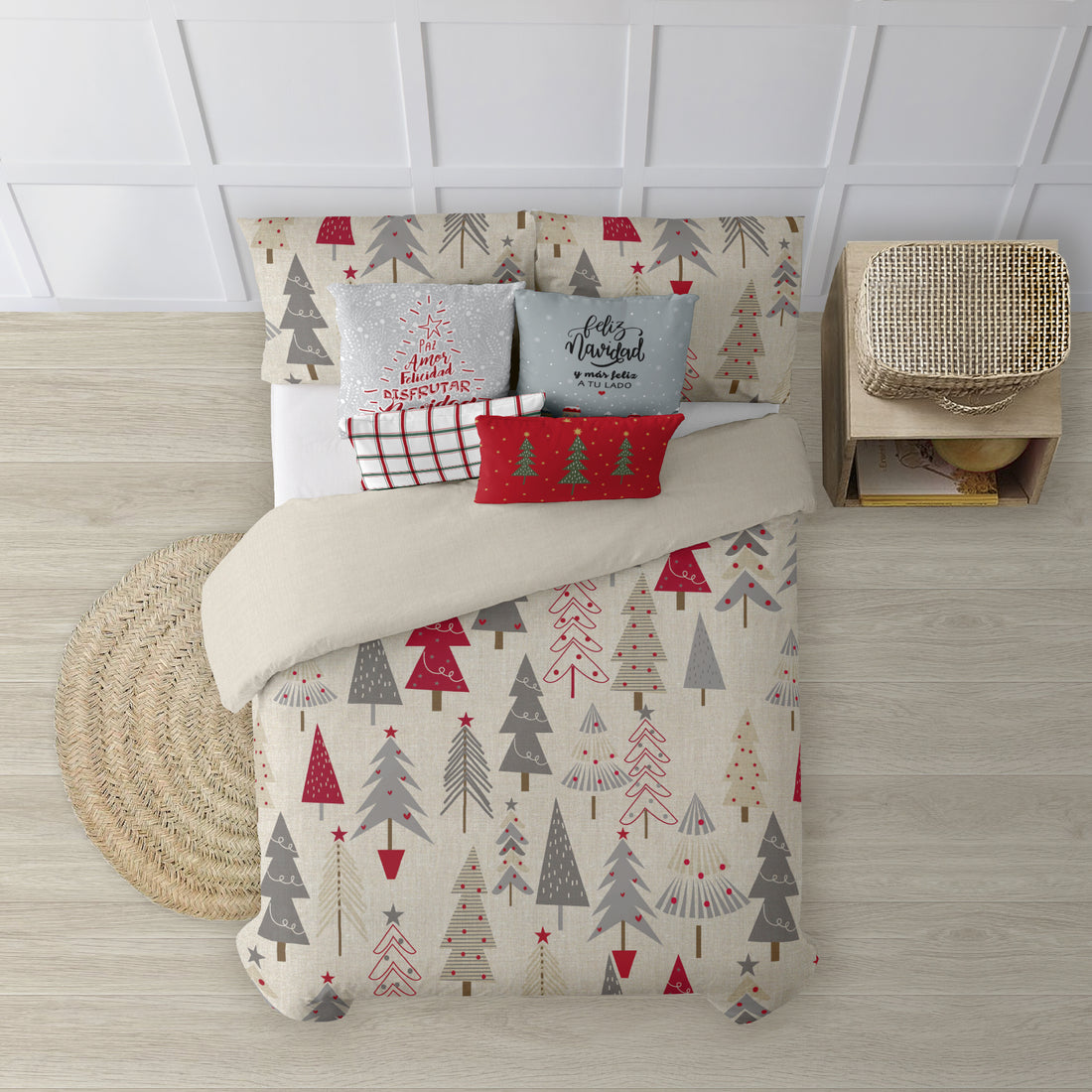 Funda nórdica con clicks reversible Terciopelo Merry Christmas 31