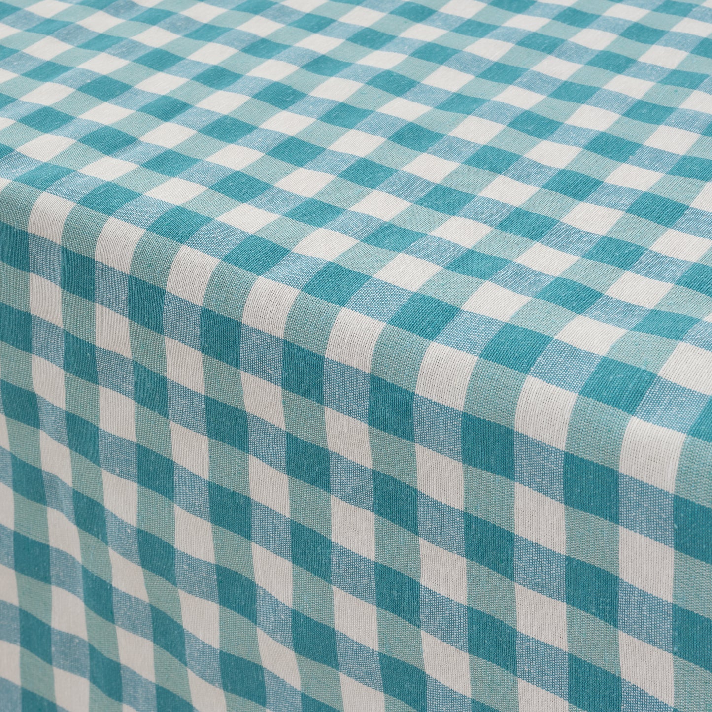 Vichy waterproof stain-resistant tablecloth Light blue fabric touch