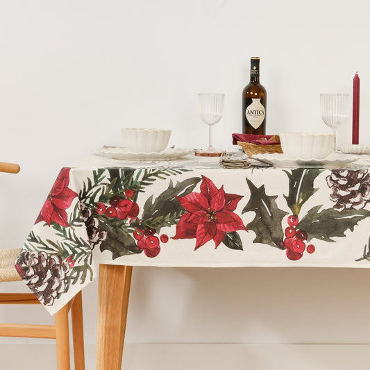 Christmas Flowers 2 stain-resistant tablecloth