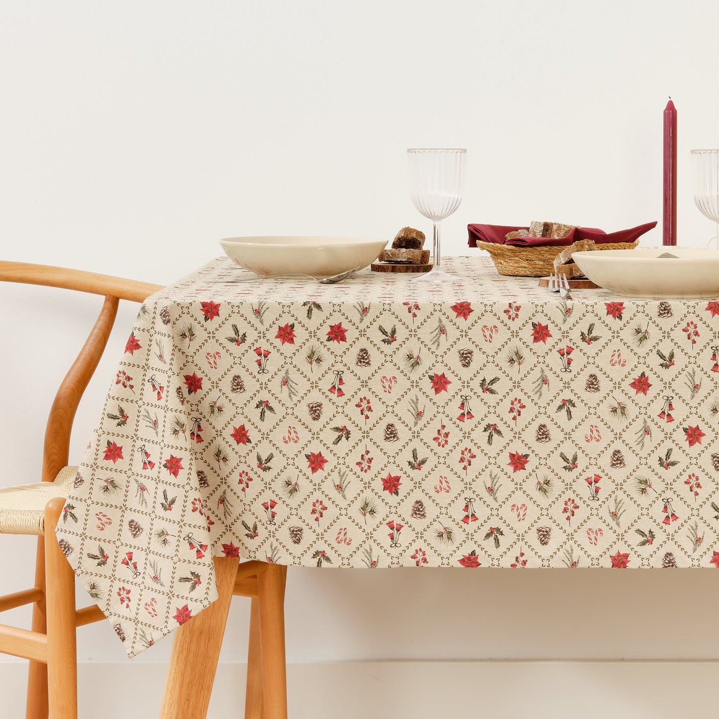 Christmas Flower 2 fabric touch tablecloth