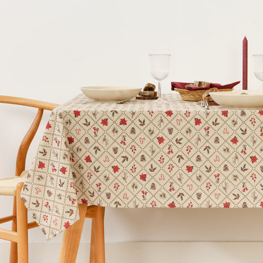 Christmas Flower 2 fabric touch tablecloth