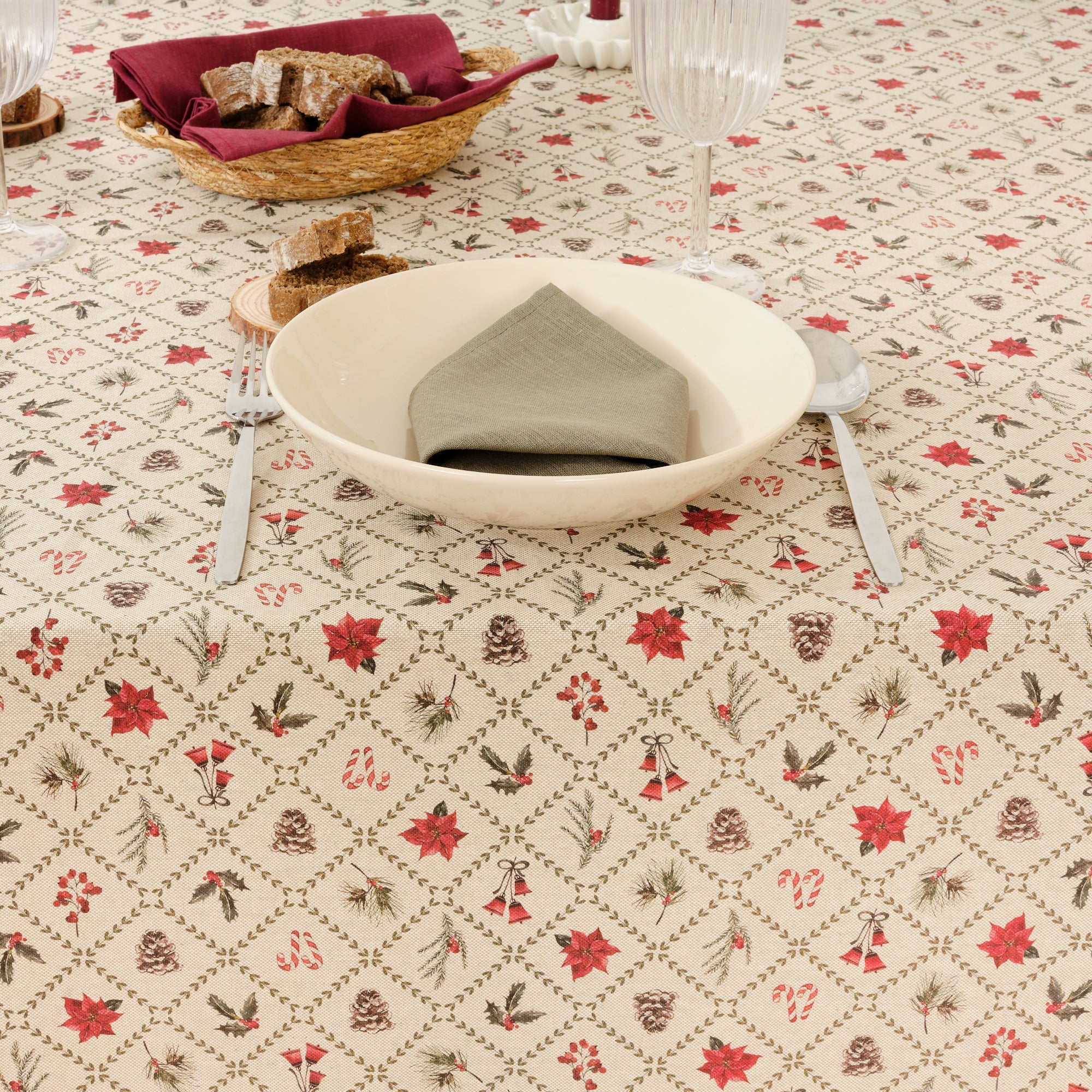 Nappe tactile en tissu Fleur de Noël 2