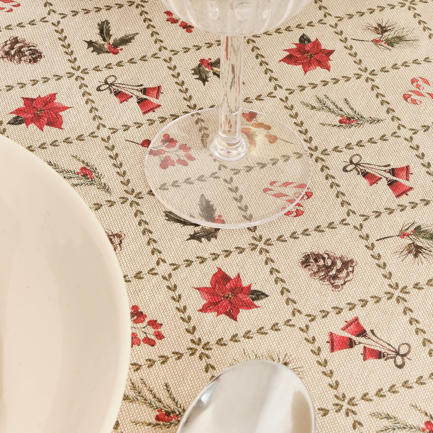 Christmas Flower 2 fabric touch tablecloth