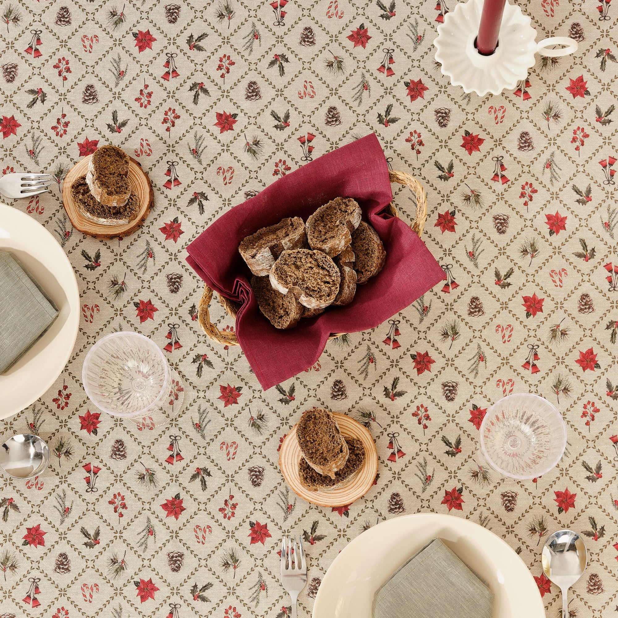 Nappe tactile en tissu Fleur de Noël 2