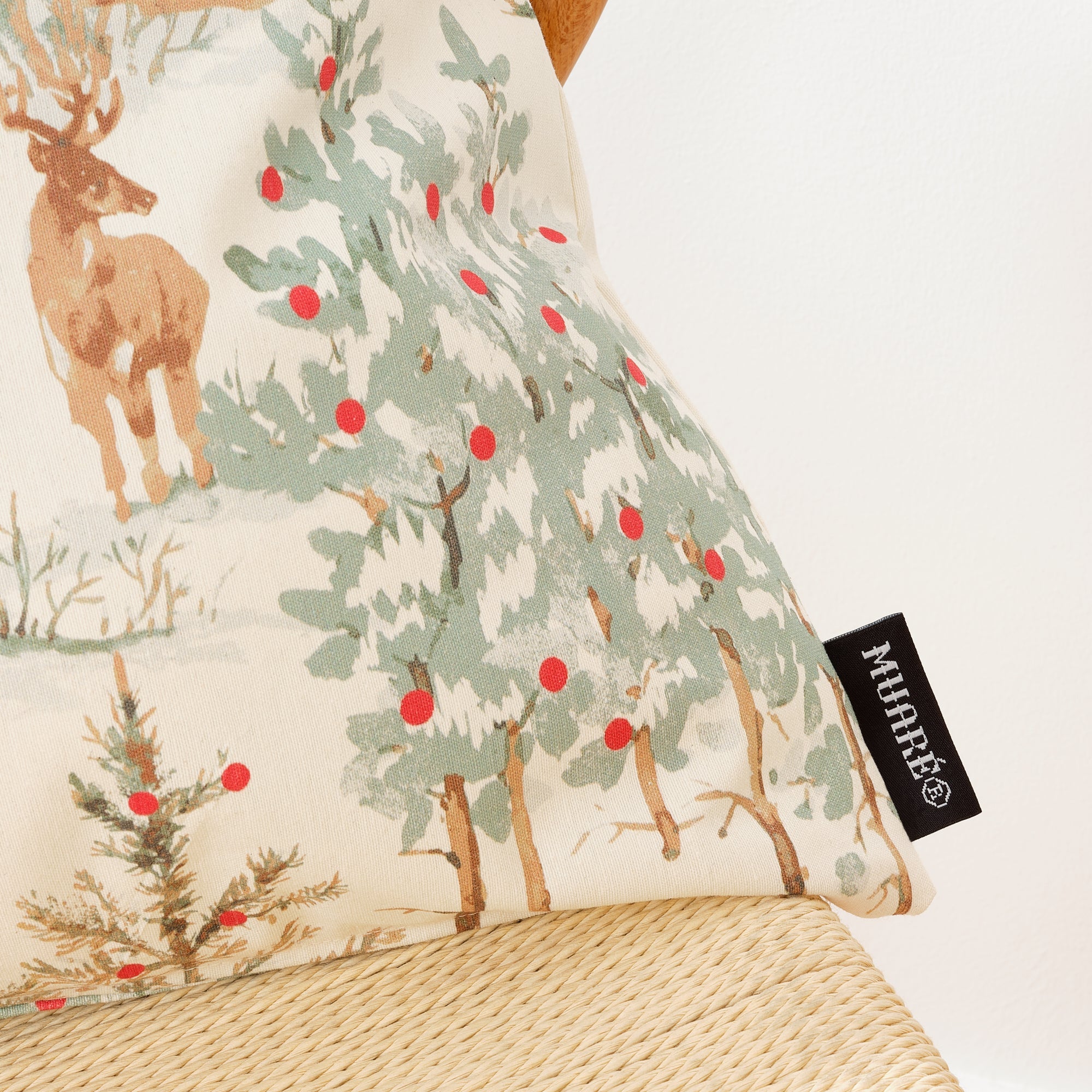 Housse de coussin 100% coton Cerf de Noël A 50x50 cm