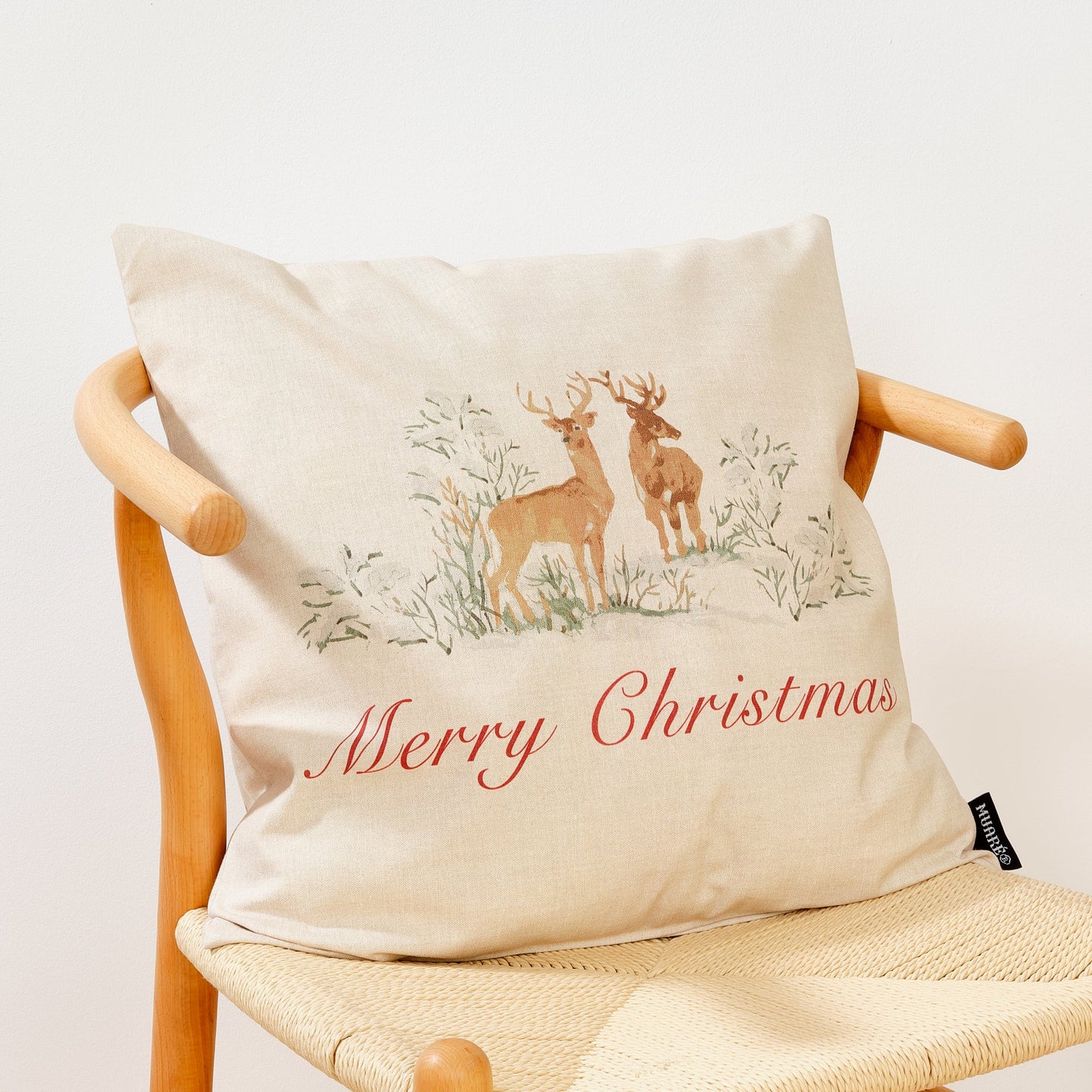 Housse de coussin 100% coton Cerf de Noël B 50x50 cm