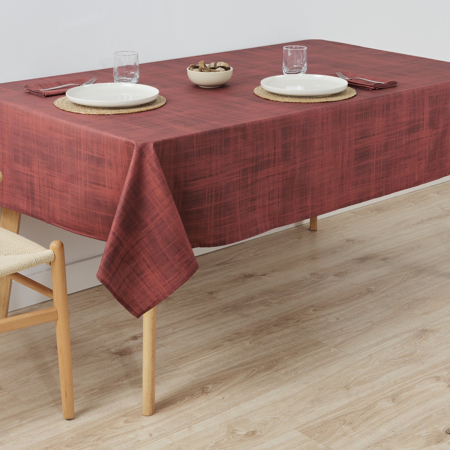 Red Christmas stain-resistant tablecloth