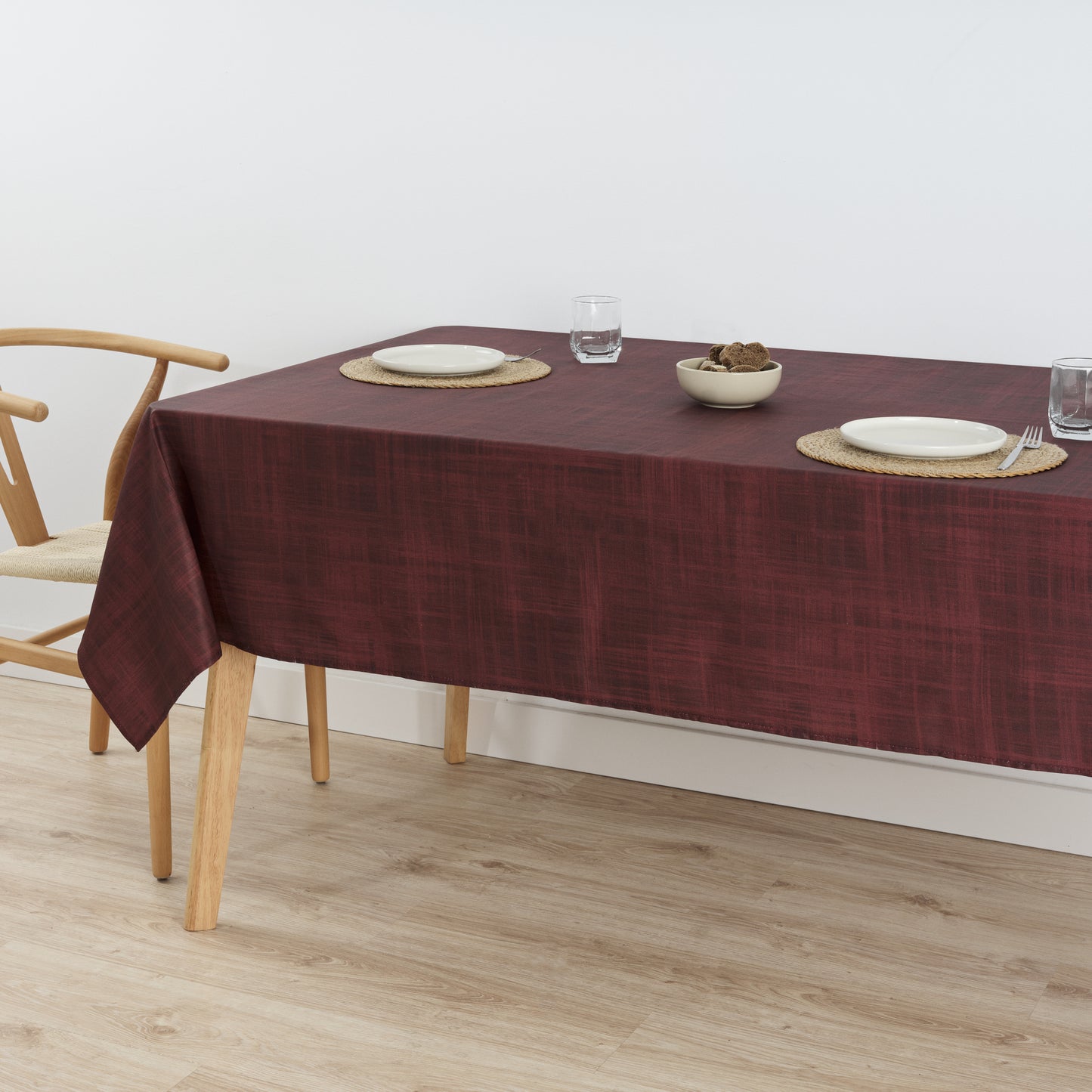 Burgundy Christmas stain-resistant tablecloth