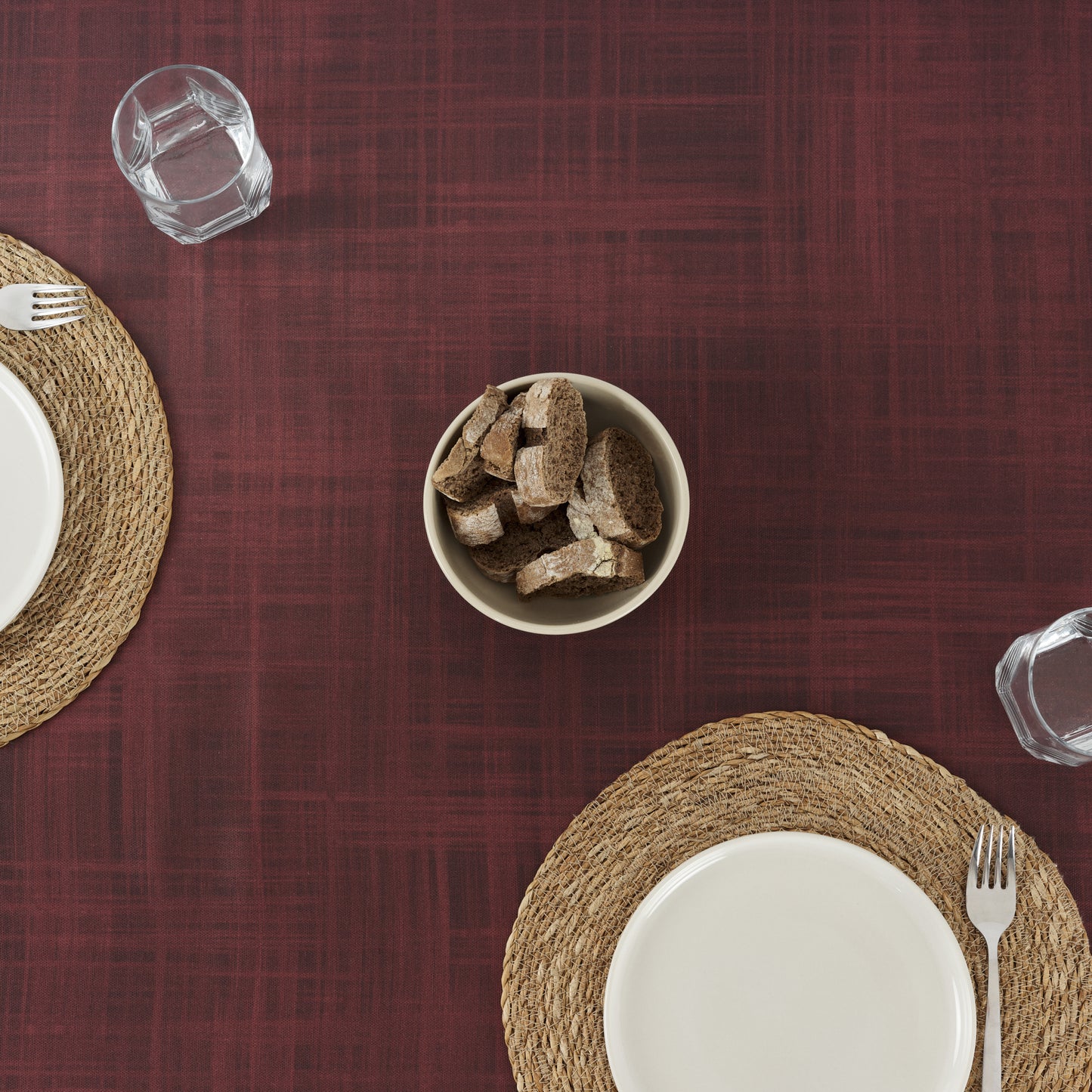 Burgundy Christmas stain-resistant tablecloth