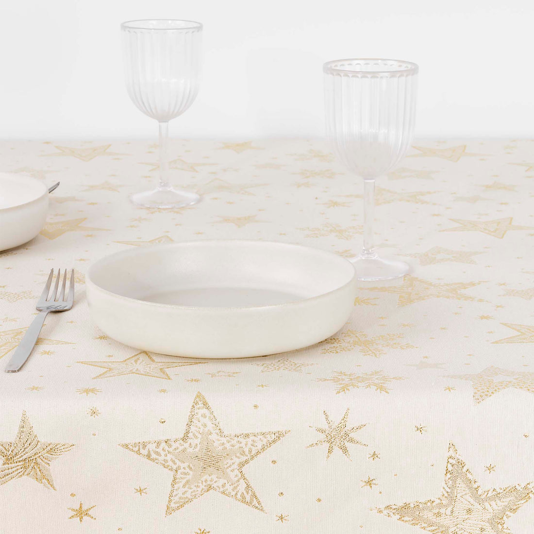 Mantel tacto tela jacquard 31114A Natural Oro Lurex