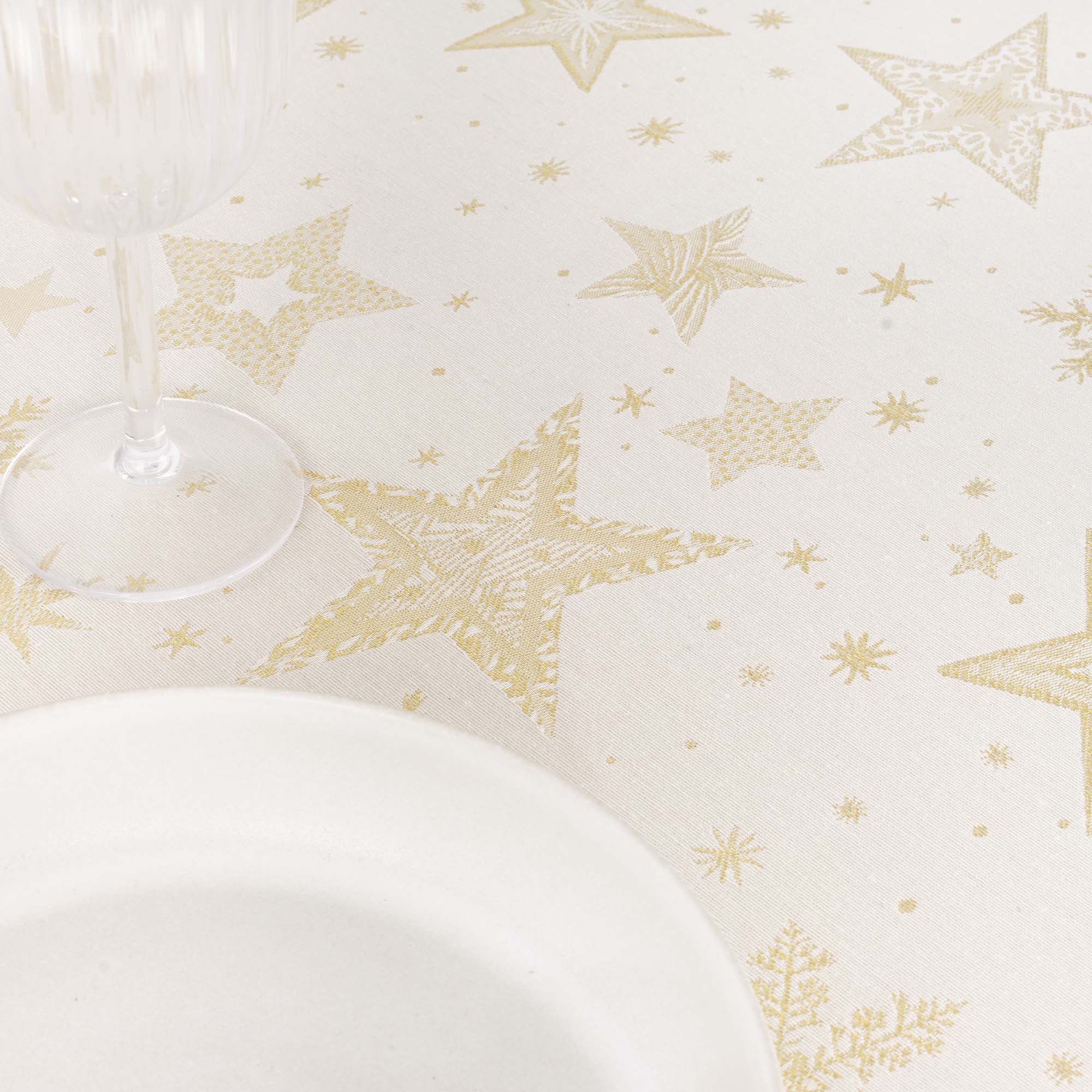 Mantel tacto tela jacquard 31114A Natural Oro Lurex