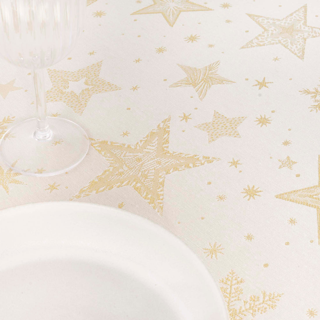Mantel tacto tela jacquard 31114A Natural Oro Lurex