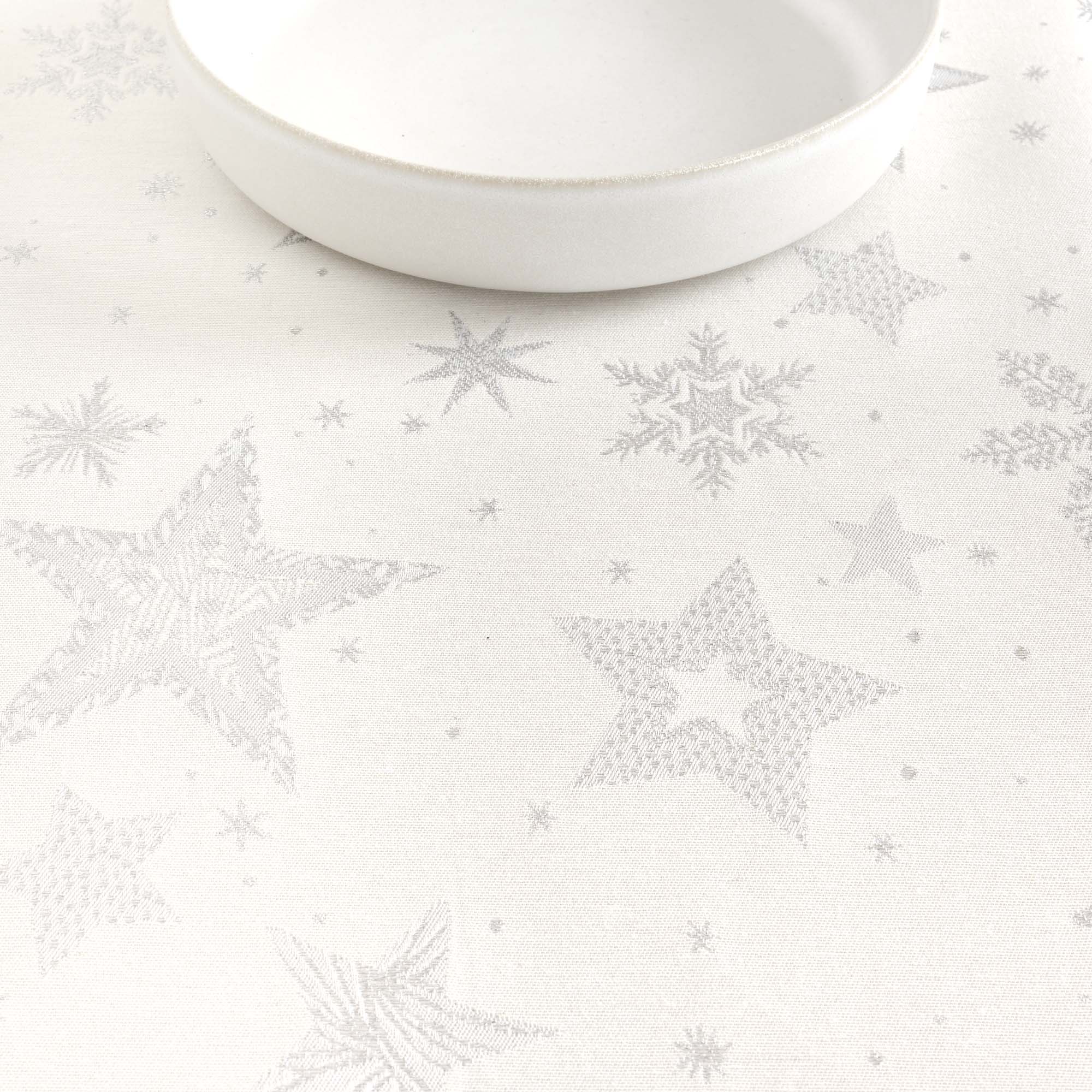 Mantel tacto tela jacquard 31114A Natural Plata Lurex