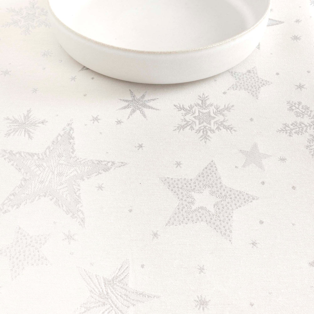 Mantel tacto tela jacquard 31114A Natural Plata Lurex