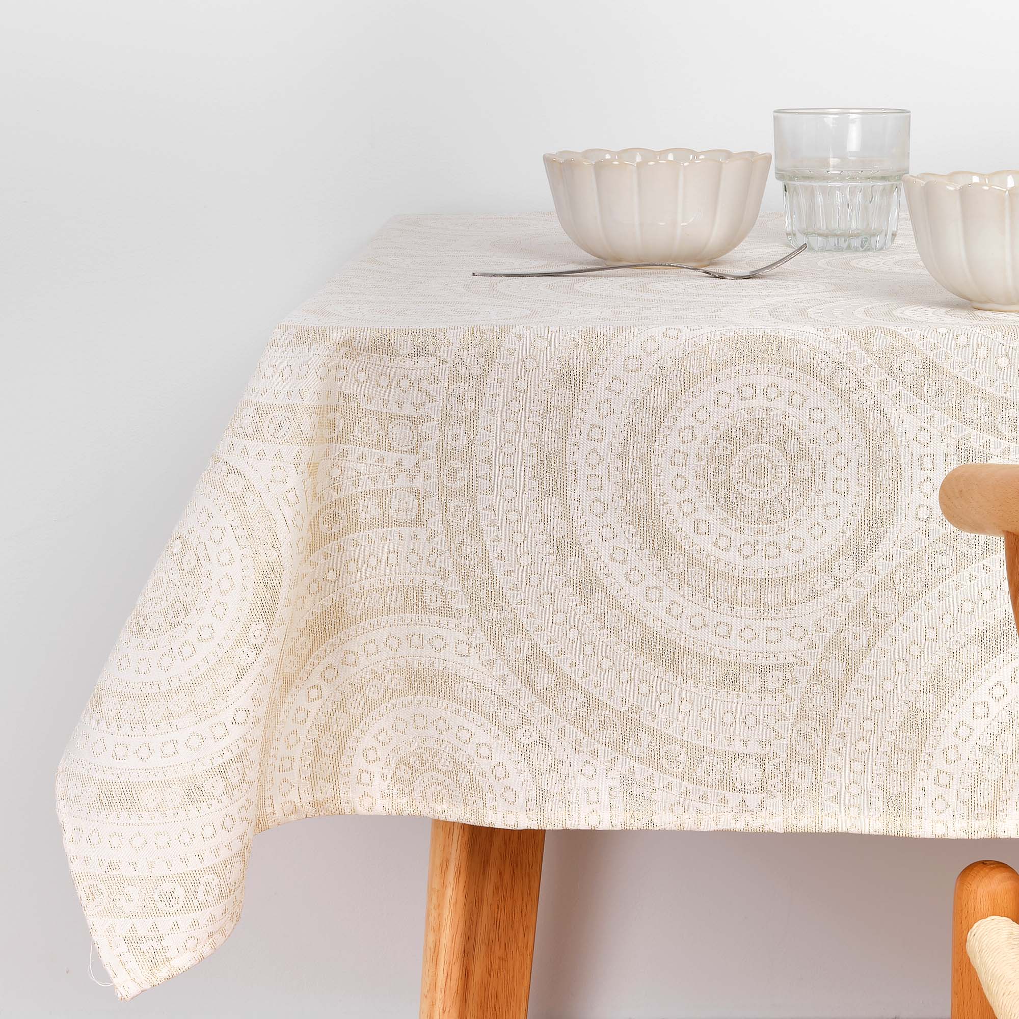Nappe toucher tissu jacquard R17676 Lurex Or Naturel