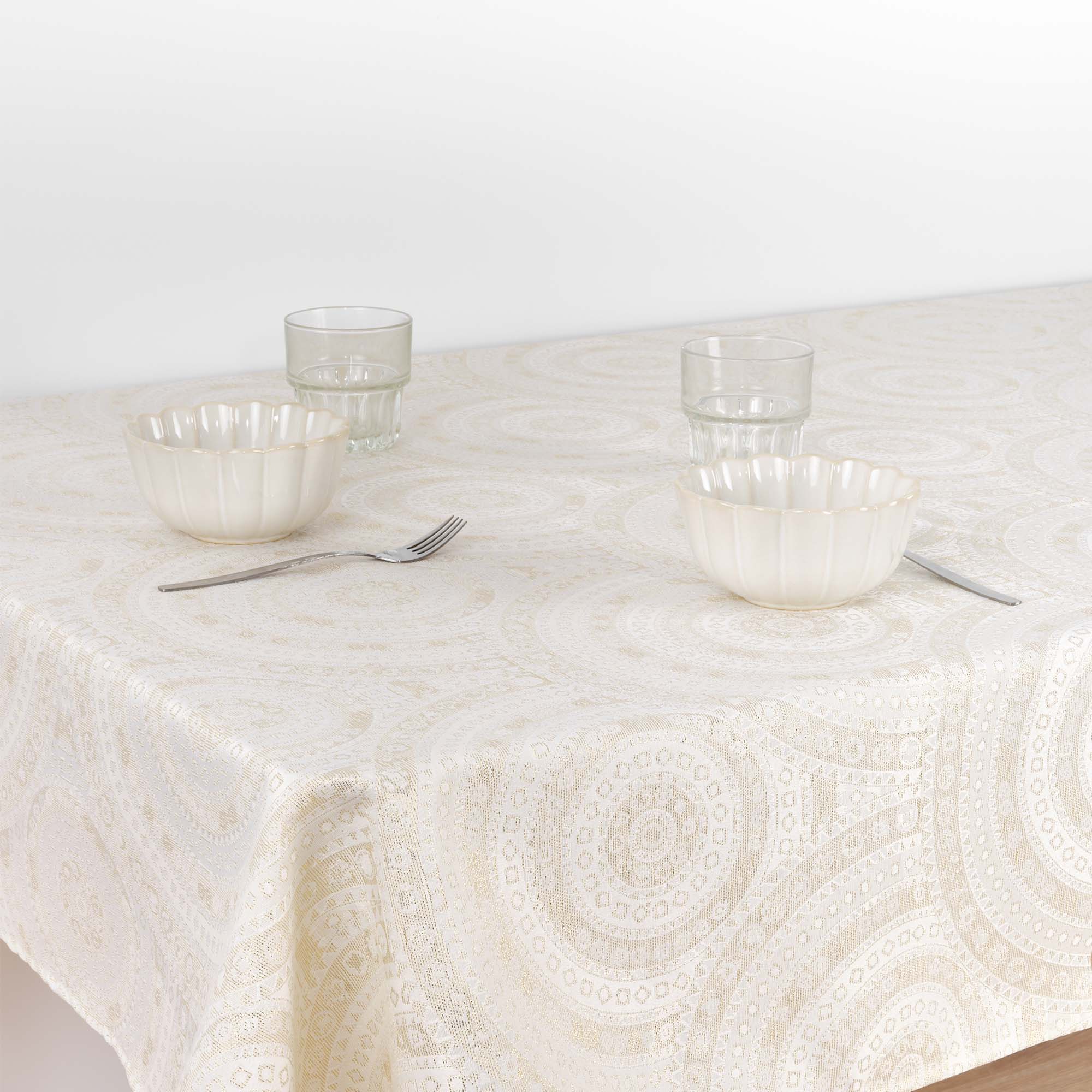 Nappe toucher tissu jacquard R17676 Lurex Or Naturel
