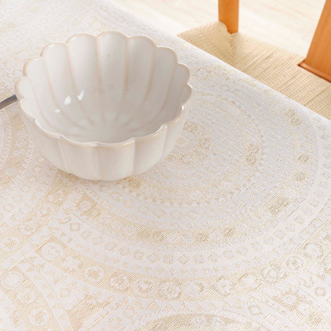 Nappe toucher tissu jacquard R17676 Lurex Or Naturel