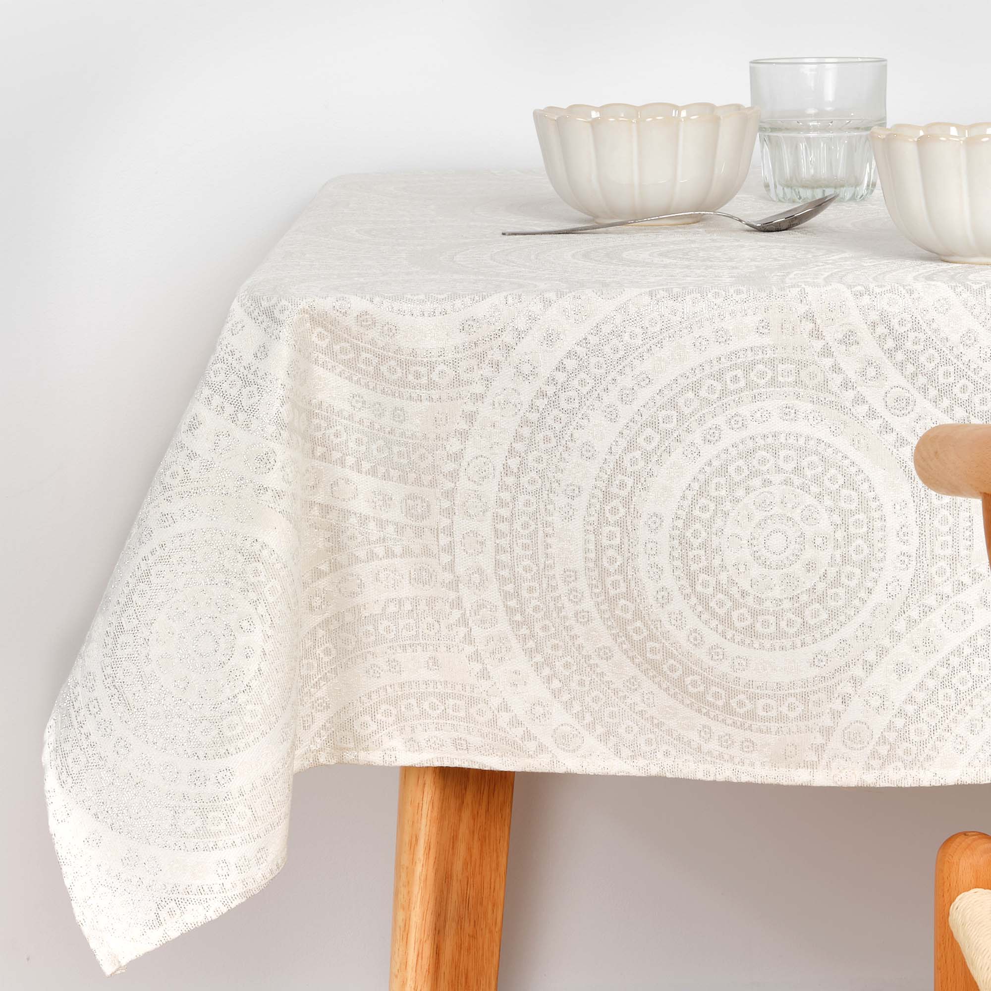 Nappe toucher tissu jacquard R17676 Lurex Argent Naturel