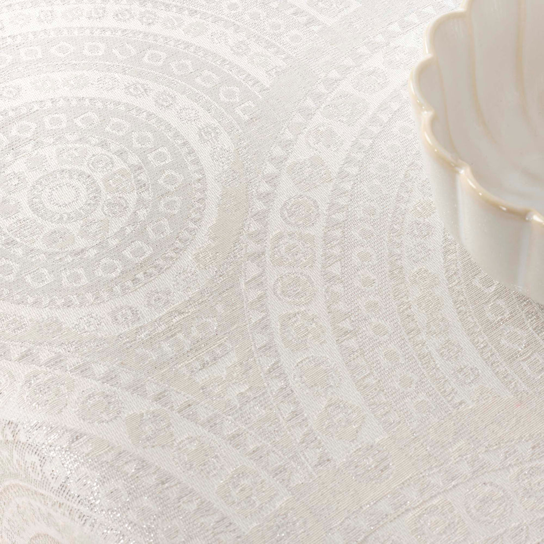 Nappe toucher tissu jacquard R17676 Lurex Argent Naturel