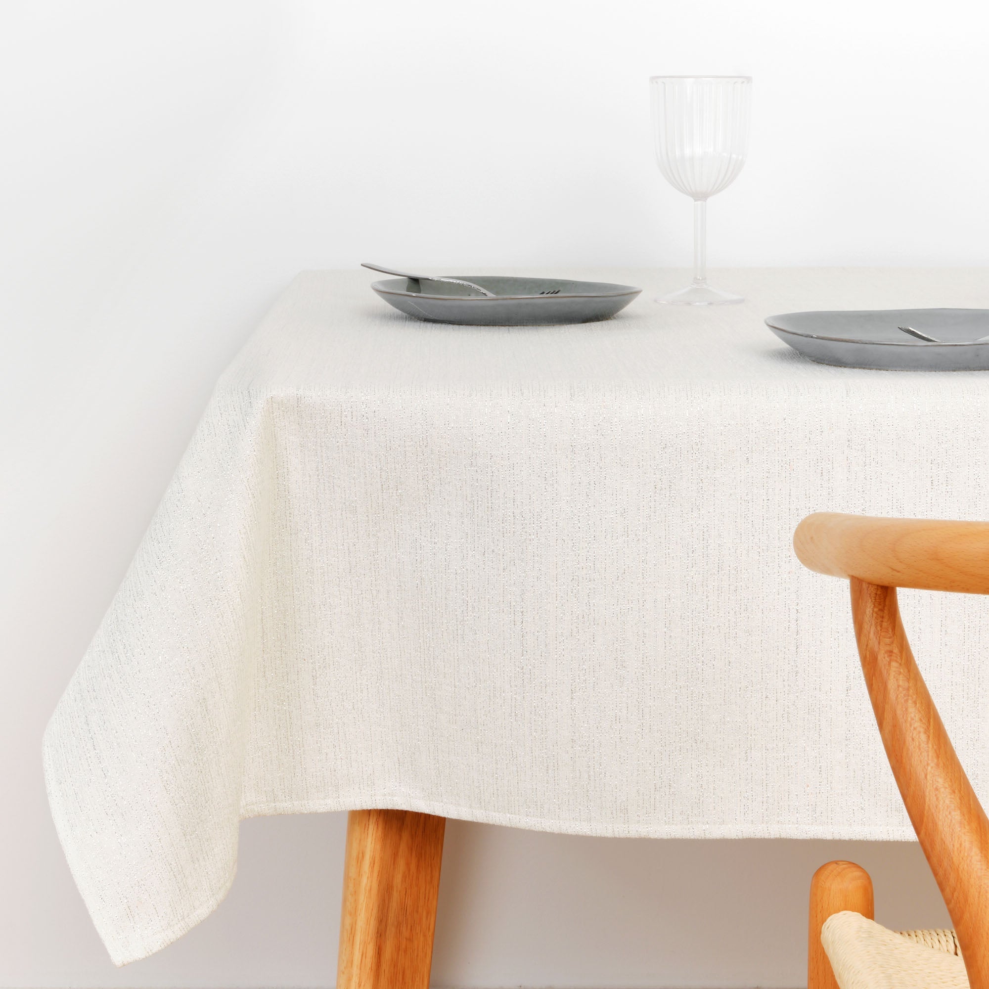 Nappe toucher tissu jacquard R17948 Lurex Argent Naturel