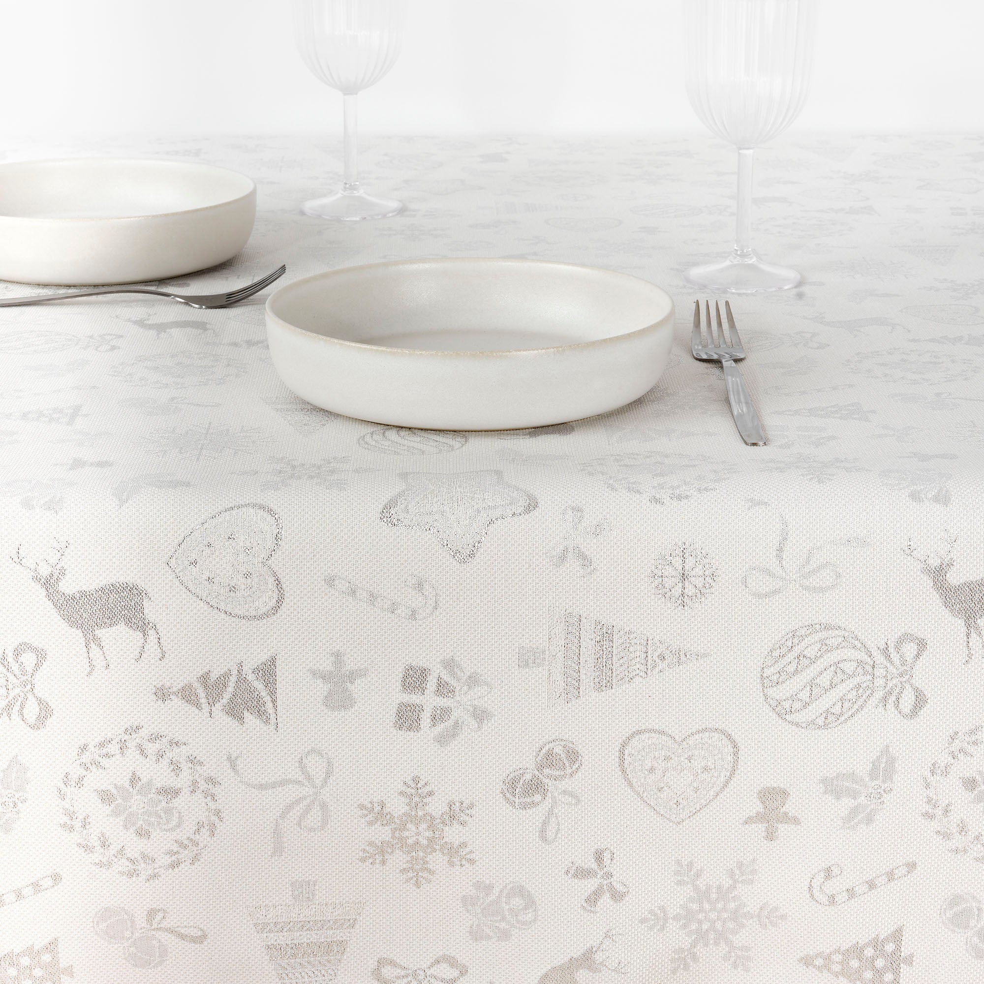 Nappe toucher tissu jacquard R22119 Lurex Argent Naturel